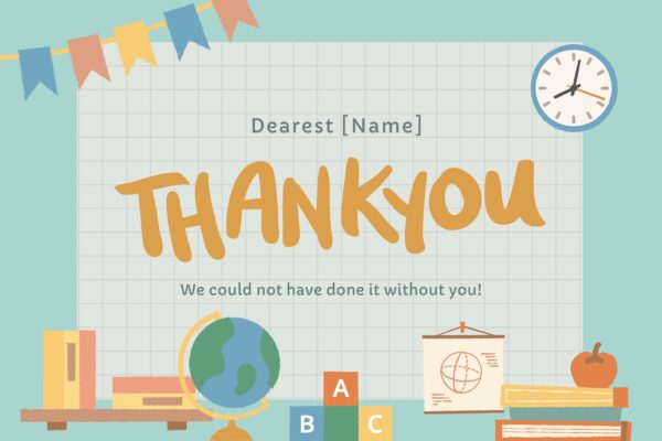 Illustrated Classroom Teacher Thank You Postcard (1)